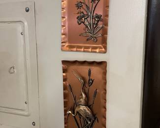 3D Herons Copper Wall Hanging, 3D Floral Copper Wall Hanging - Made in Germany