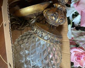 Hollywood Regency Glass Pineapple Swag Lamp