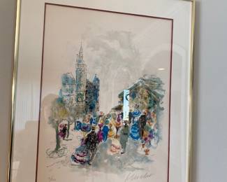 Framed Lithograph " Boulevard" by Urban Huchet
