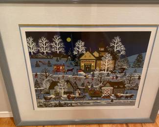 Framed & Matted Print "Christmas Traffic Jam" by Jane Wooster Scott