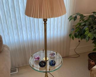  Mid Century Stiffel Brass Floor Lamp with Glass Table 