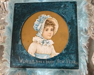 Victorian Girl Quote Artwork "Wishing you a happy New Year"