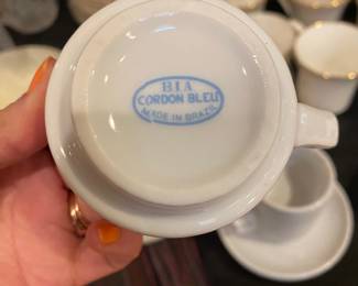 Set of 4 Bia Cordon Bleu White Coffee Mugs and Saucers