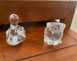 Waterford Crystal Pig Figurine, Waterford Crystal Duckling Figurine