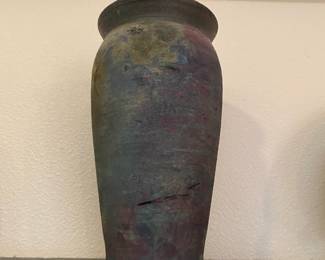 Brutalist Raku Pottery Vase Signed by Artist