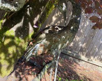 Metal Heron Garden Sculpture