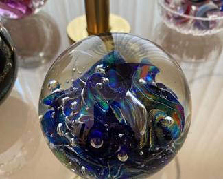 Cobalt Blue/Multicolored Blown Glass Sphere - Made in Romania