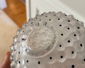 Lalique Frosted Crystal/Black Dotted Perfume Bottle - Made in France