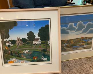 Framed & Matted Serigraph " East Hampton" by Thomas McKnight, Framed & Matted Serigraph " Wainscott" by Thomas McKnight