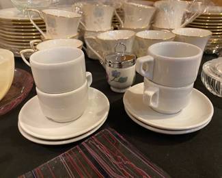 Set of 4 Bia Cordon Bleu White Coffee Mugs and Saucers
