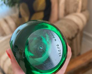 Emerald Green Mona Morales Kosta Glass Paperweight - 95272