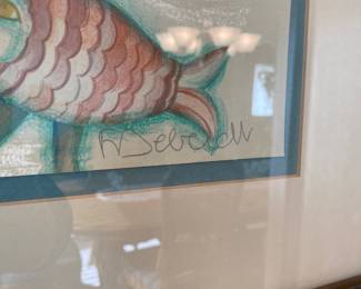 Framed & Matted  Lithograph "Le Clowns en Cabriole" Francoise Deberdt