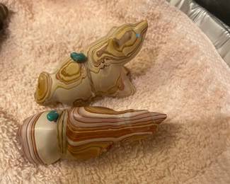 Carved Banded Onyx Figurines