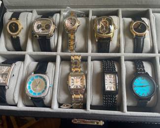 Women’s Diamonique Watch, Accutron Men's Winter Park Moonphase Leather Watch, Invicta Mini Pro Diver Crystal Accents/Stainless Steel Womens Watch, Invicta Lupah Women’s Watch, Movado Gold Dial Leather Band Watch, Judith Ripka Stainless Cable Edge Watch with Leather Band, Judith Ripka Womens Silver Tone Blue Textured Watch, Ecclissi Black Sterling Silver 3 Strand Women's Watch, Ecclissi Sleeping Beauty Turquoise Sterling Watch