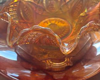 Imperial Marigold Carnival Glass Candy Dish