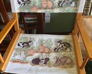 Directors Studio Folding Wooden Chair with Bunny Design