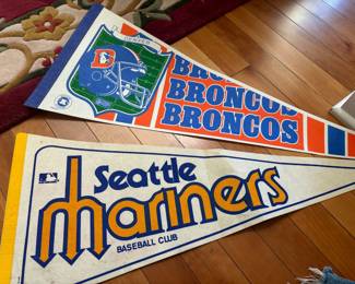 1980's Denver Broncos NFL Pennant, Circa 1970's Seattle Mariners Baseball Club Pennant 