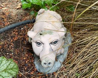 Painted Concrete Pig Statue