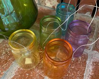 Set of 5 Multicolored Mason Jar Candle Holders