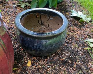 Blue Glazed Ceramic Planter