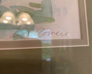 Framed & Matted Watercolor "Greece Street Scene" by Dan C.