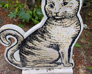 Carved Wood Cat Sculpture