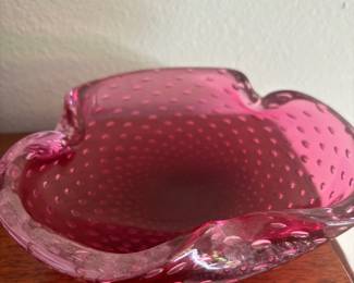 Pink Bullicante Murano Glass Bowl