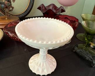 Milk Glass Pedestal Compote Candy Dish
