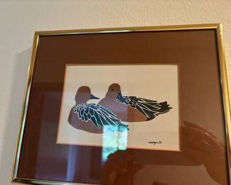 1982 Framed Silkscreen Print of Ducks by Wendy Morgan