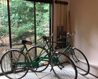 Pair of Green Sears Bicycles