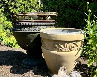 Sleeping Cherub Garden Statue, Assortment of Planters