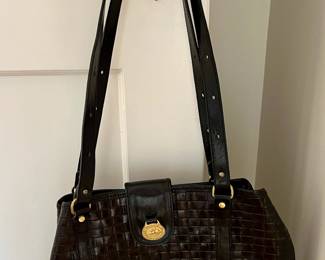 Brahmin Black Woven Leather Purse
