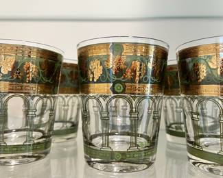 Set of 4 Cera Old Fashioned Golden Grapes/Green Glasses