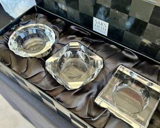 Set of 3 - Saks Fifth Avenue Crystal Votive Candle Holders