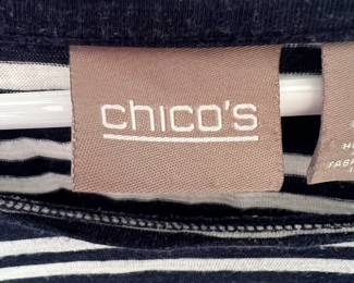 Chico's Black & White Striped Long Sleeve Shirt - Size 3