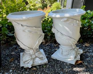 Pair of Ribbon Urn Planters