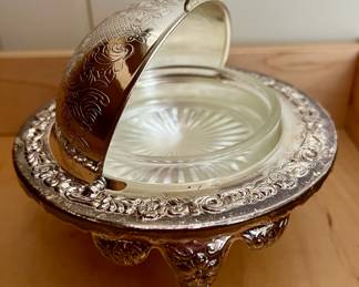 Silverplate Roll-Top Butter Dish/Caviar Server