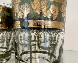 Set of 4 Cera Old Fashioned Golden Grapes/Green Glasses