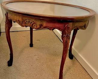 French Louis XV Round Tea Table with Glass Top