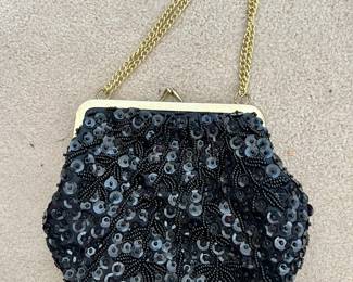 Black Beaded/Sequin Evening Purse