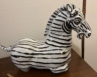 Mid Century Modern Italian Style Pottery Zebra Sculpture