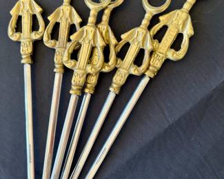 Set of 6 Brass/Metal Skewers - Made in Turkey