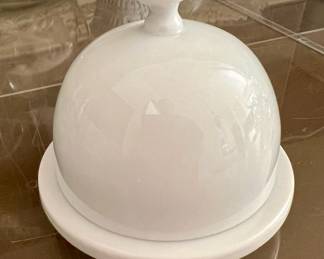 White Ceramic Round Butter Dish