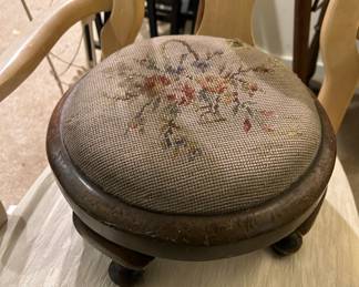 Victorian Needlepoint Foot Stool