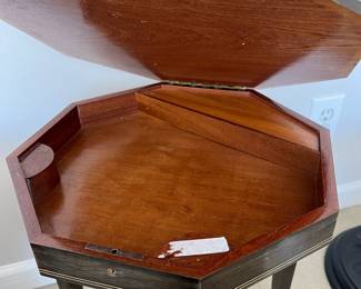 Octagon Marquetry Inlaid Italian Lift Top Table