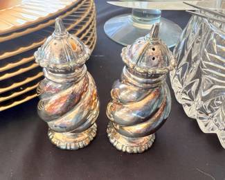 Swirl Pattern Silver Plate Salt & Peper Shaker