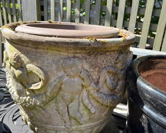Cast Stone Garden Planter With Cherubs And Garland