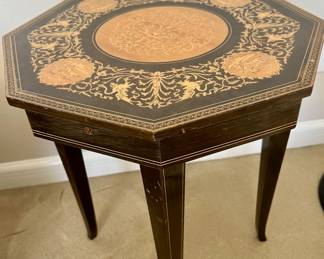 Octagon Marquetry Inlaid Italian Lift Top Table