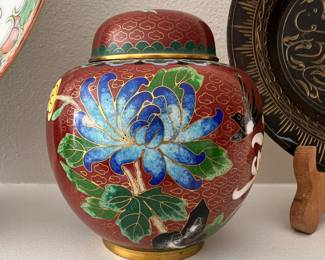 Japanese Floral Cloisonné Ginger Jar