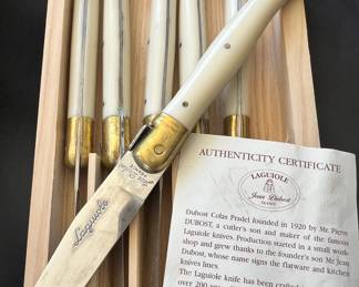 Set of 6 French Jean Dubost Laguiole Steak Knives